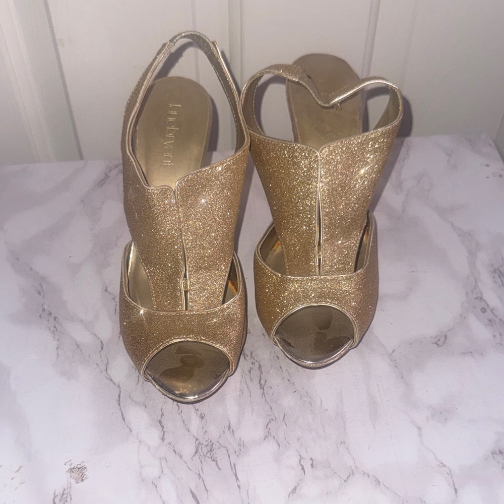 Lane Bryant Gold Glitter Heels